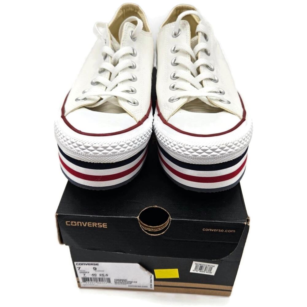 Converse Chuck Taylor All Star Platform OX White Canvas Shoes 136895C Unisex